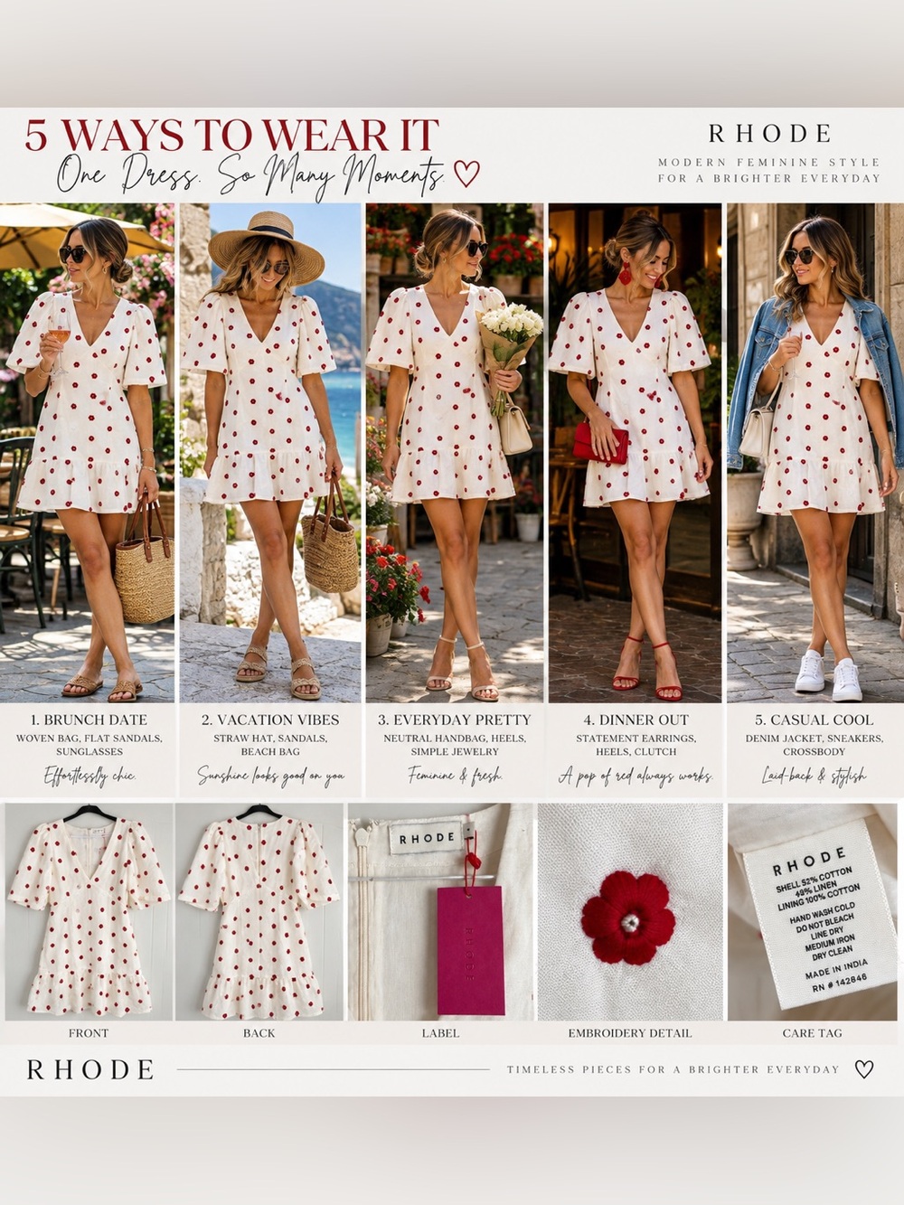 NWT Anthropologie x RHODE Mariana Scarlet Daisy Mini Dress Size 8 | $365 Retail